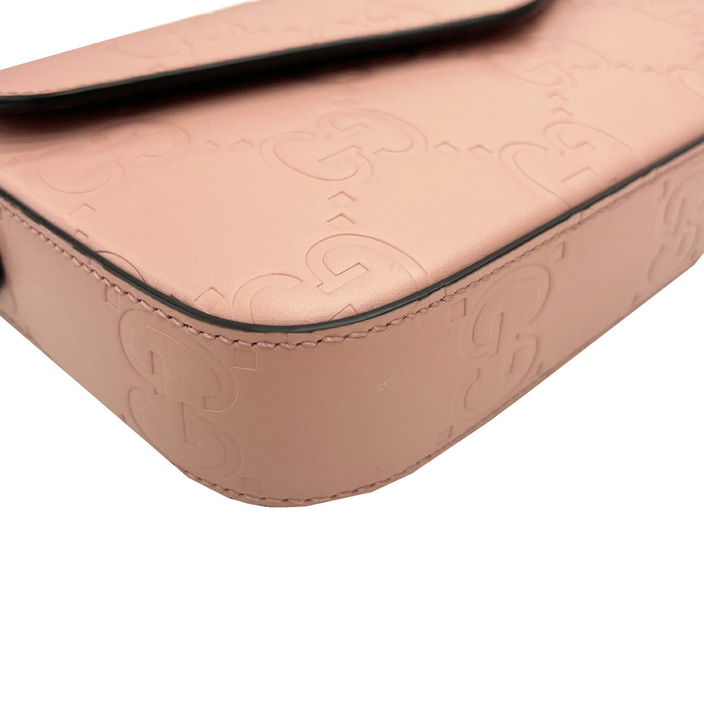 GUCCI Super Shoulder Bag GG Leather Pink Crossbody - Picture 5 of 11